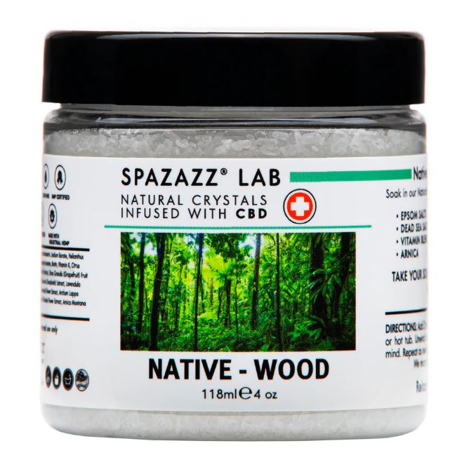 4 ounce jar of Spazazz Native-Wood spa crystals