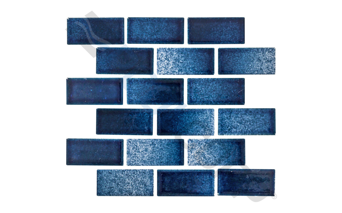 1 by 2 inch blue-blend brick pool tile